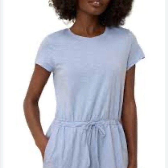 Pact Organic Cotton Slub Weekend Dress Blue Small NWOT Drawstring Mini - Picture 4 of 16